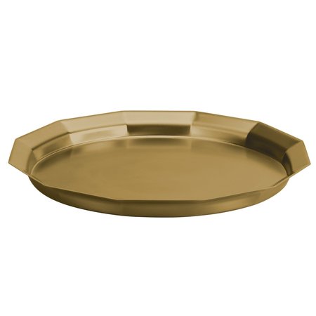 Service Ideas Paneled Tray with Removable Insert, 12 diameter, Stainless Steel, Vintage Gold TRPN1412RIBSVG